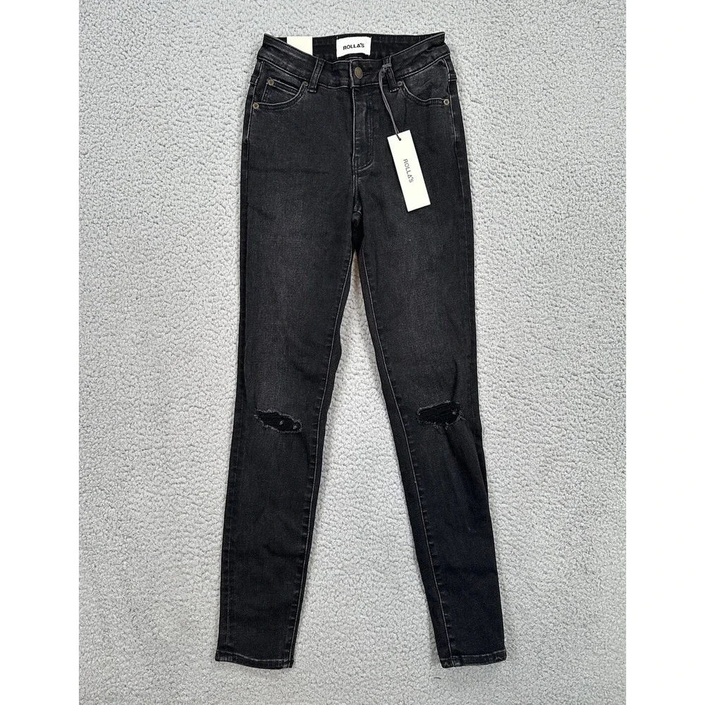 Rolla's Westcoast Ankle Jeans Women's Size 25 Black Denim Mid Rise Skinny NEW